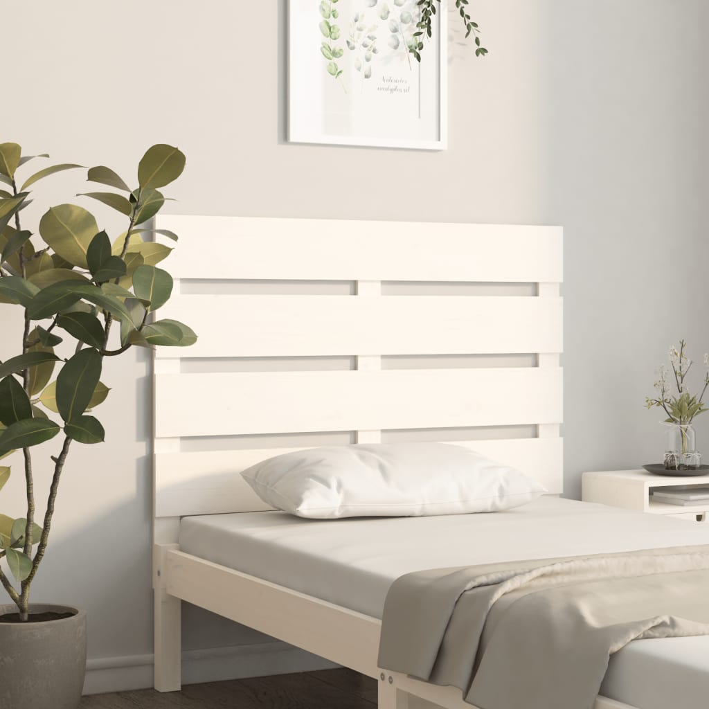 Sengegavl hvit 75x3x80 cm heltre furu