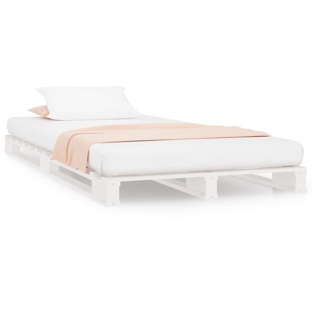 Palleseng hvit 90x190 cm heltre furu Single