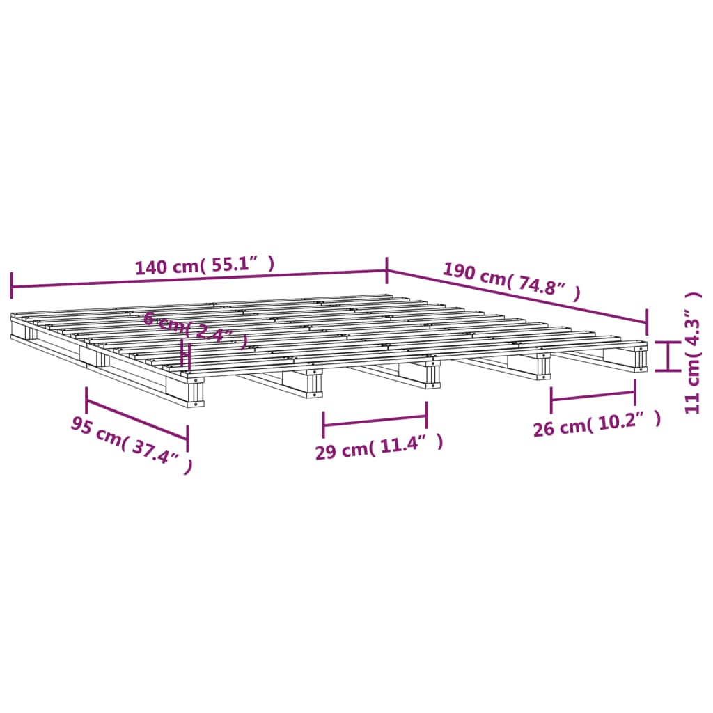 Palleseng 140x190 cm heltre furu
