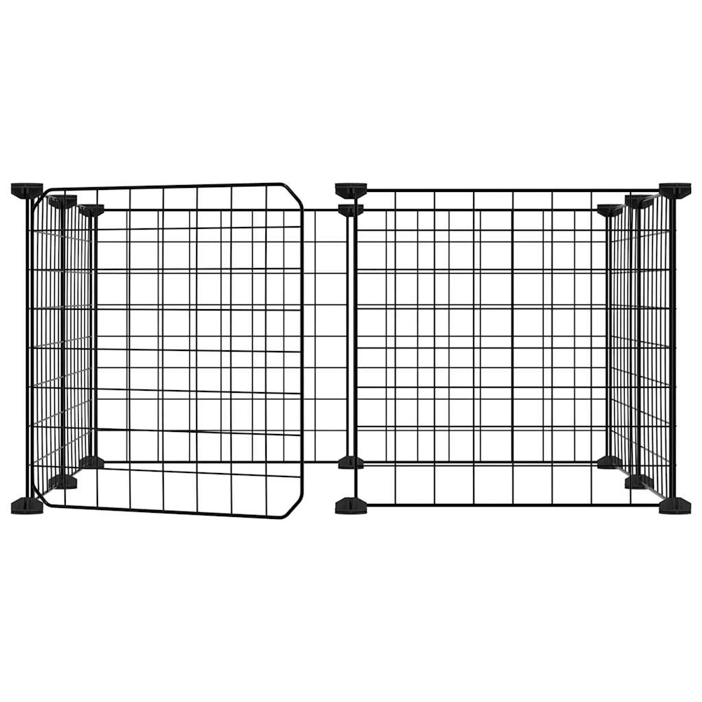 Kjæledyrbur med 8 paneler og dør svart 35x35 cm stål