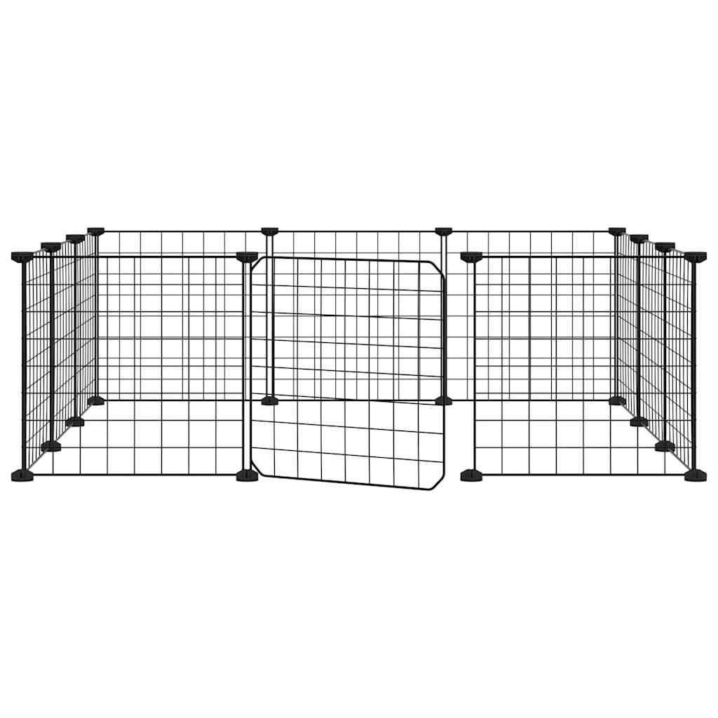 12-panels kjæledyrbur med dør svart 35x35 cm stål