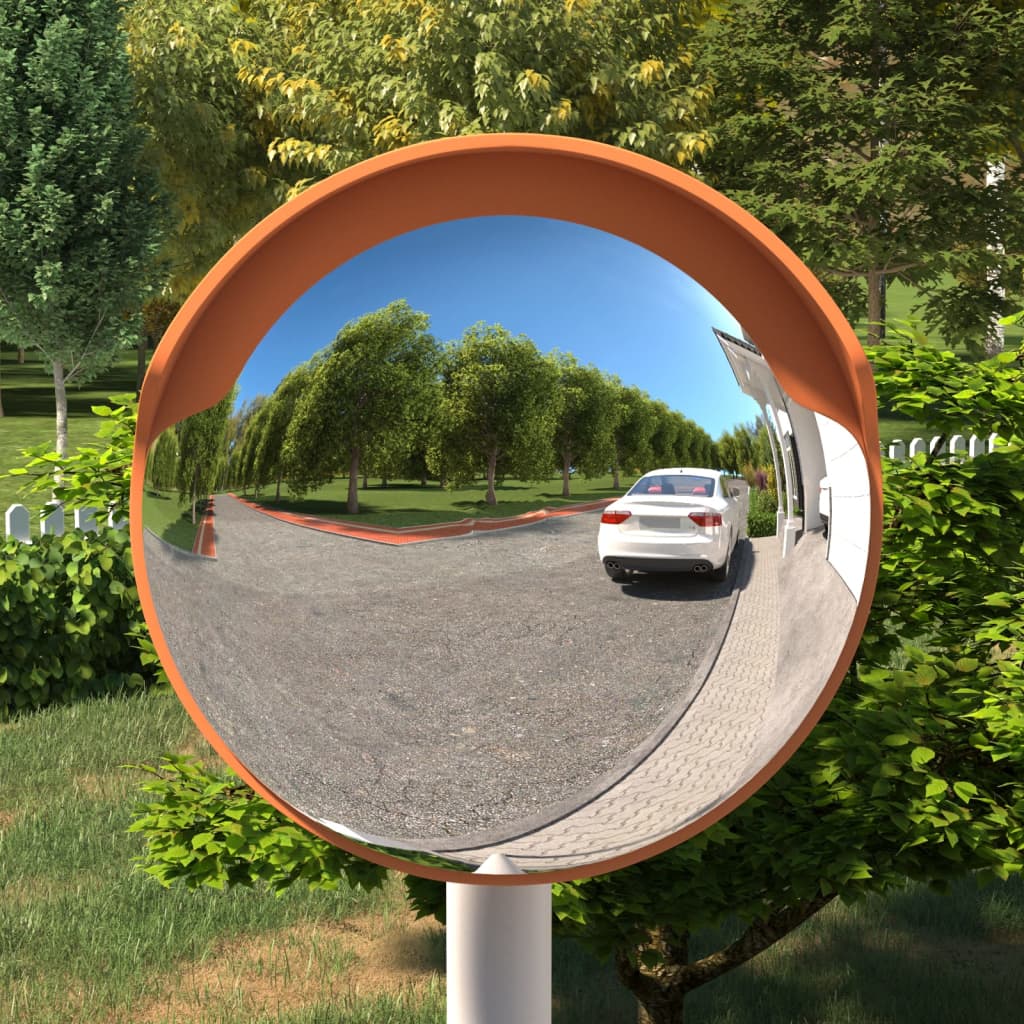 Utendørs konvekst trafikkspeil oransje Ø30 cm polykarbonat