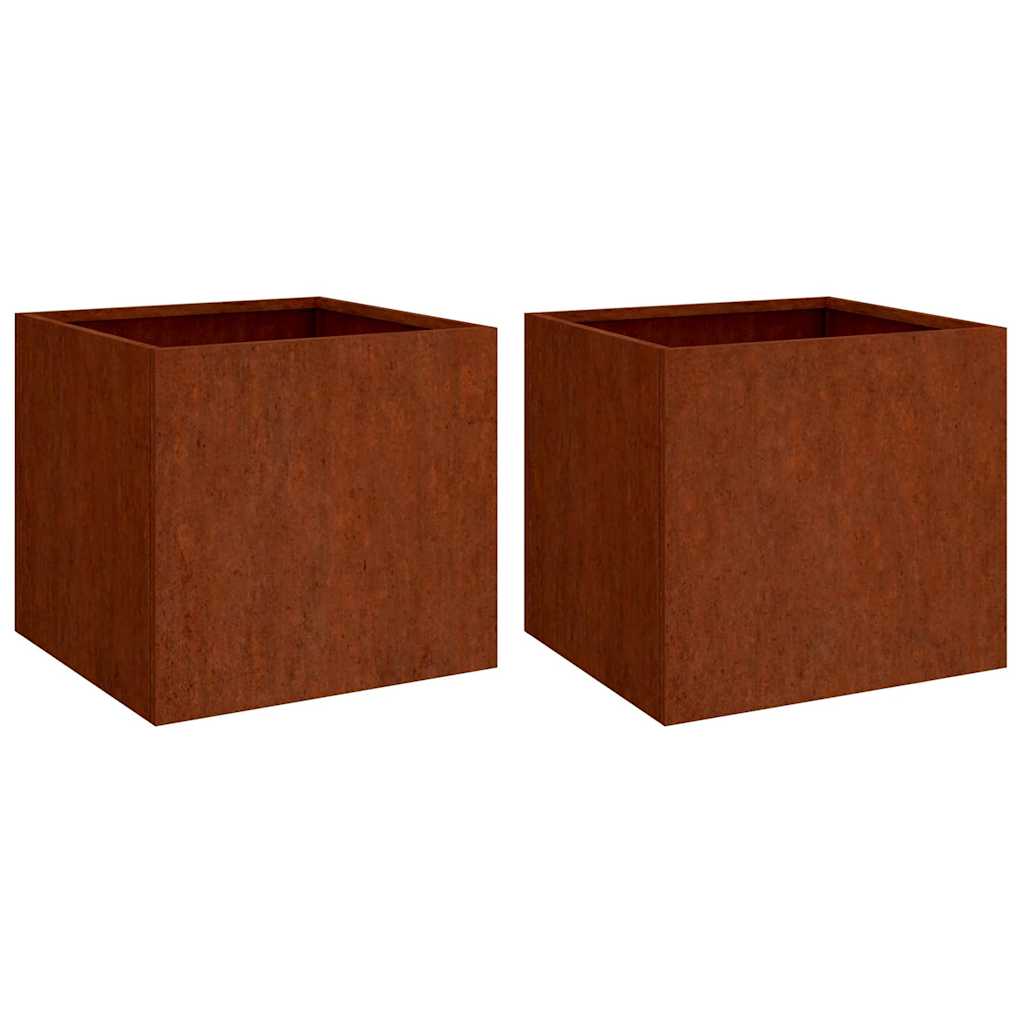 Plantekasser 2 stk 42x40x39 cm cortenstål