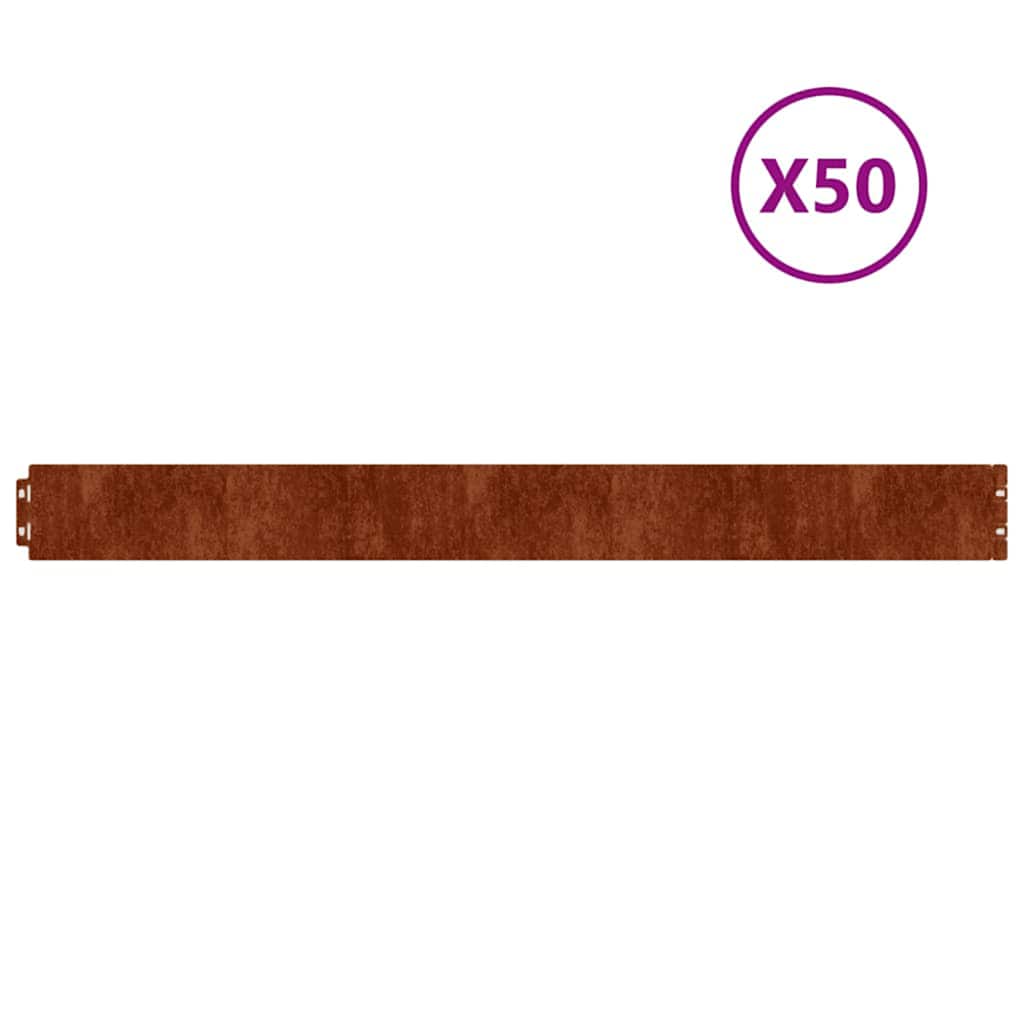 Plenkanter 50 stk 10x103 cm fleksibelt cortenstål