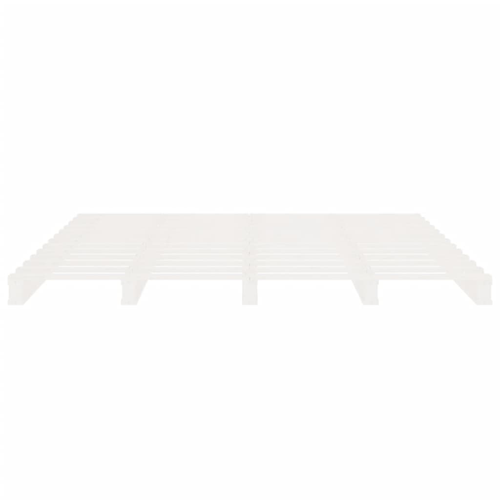 Sengeramme med madrass hvit 200x200 cm heltre furu