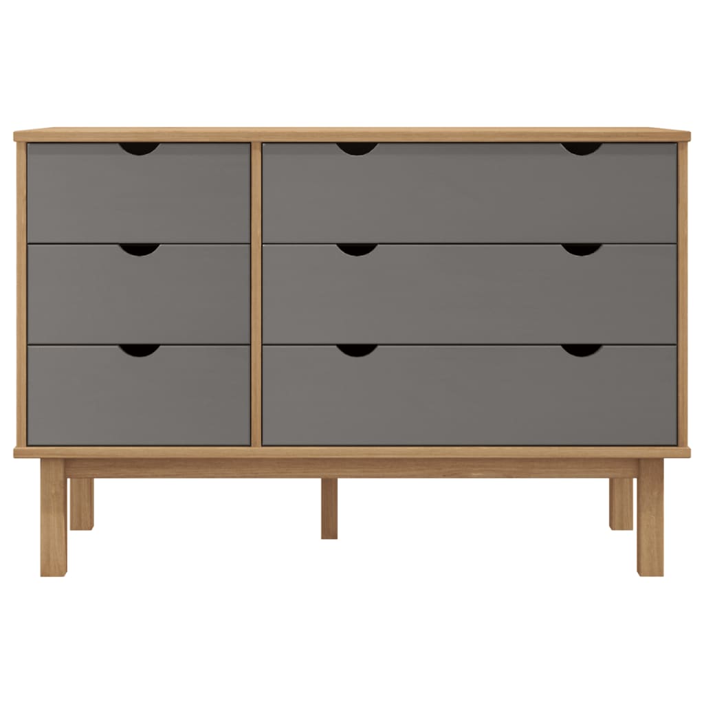Kommode OTTA brun og grå 111x43x73,5 cm heltre furu