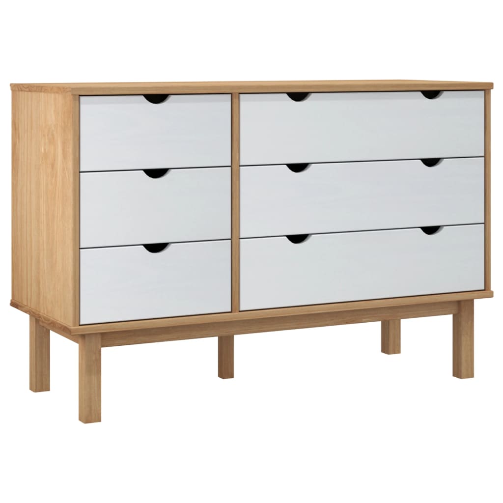 Kommode OTTA brun og hvit 111x43x73,5 cm heltre furu
