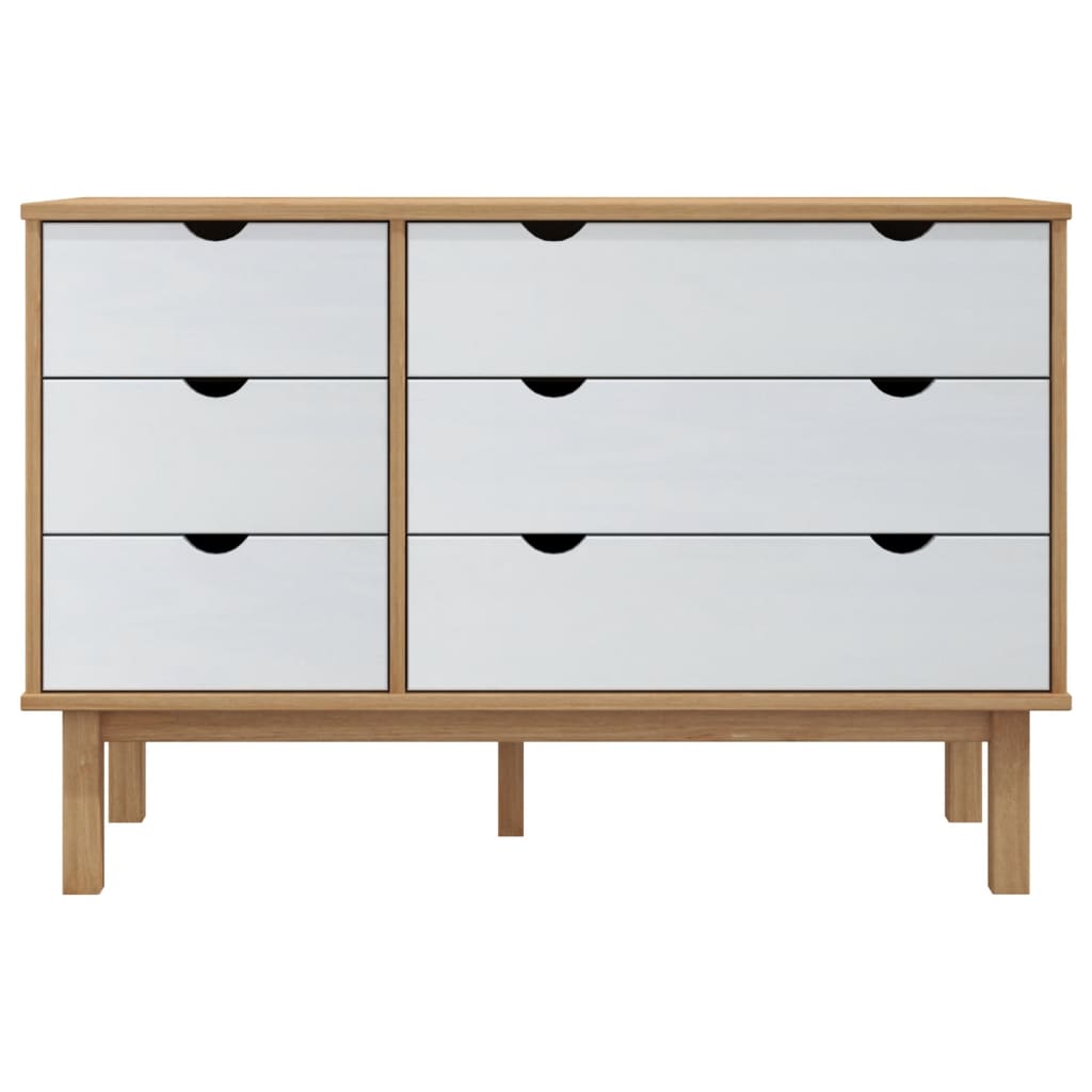 Kommode OTTA brun og hvit 111x43x73,5 cm heltre furu