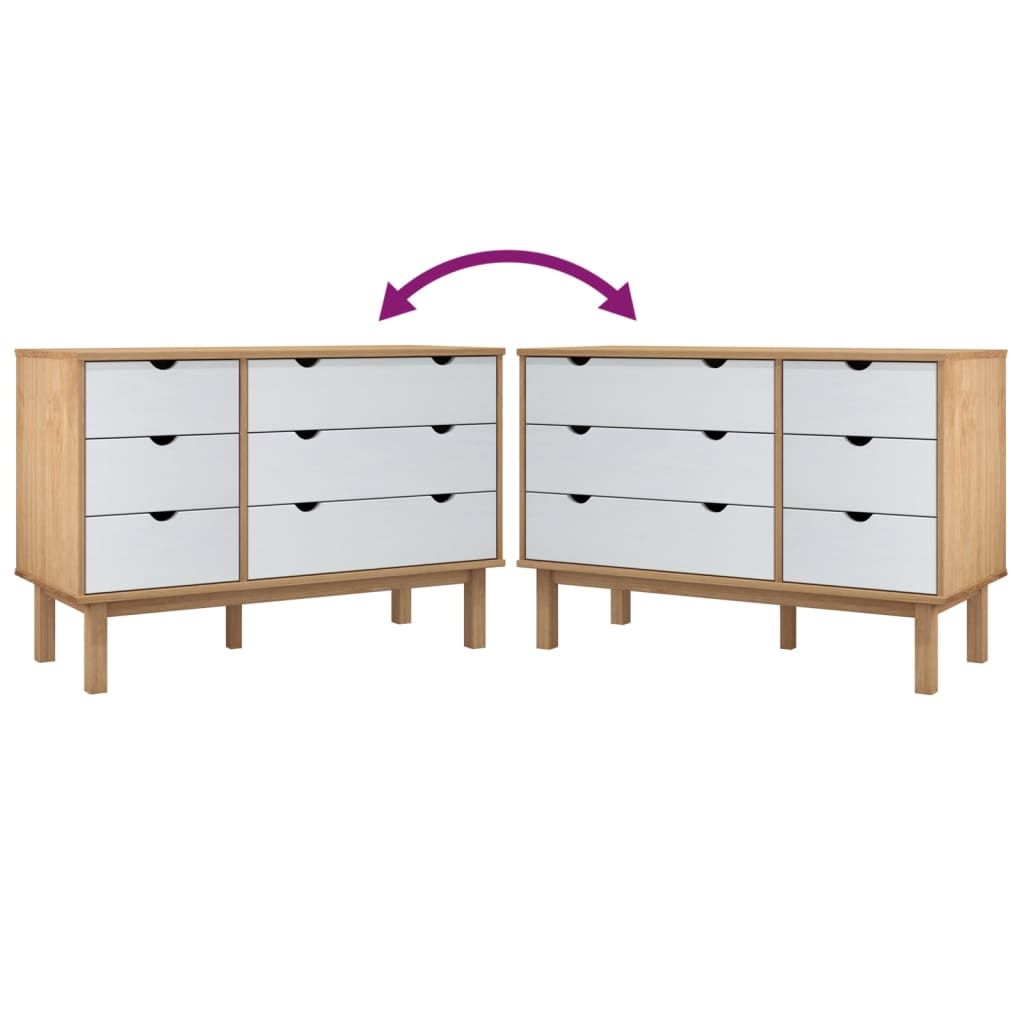 Kommode OTTA brun og hvit 111x43x73,5 cm heltre furu