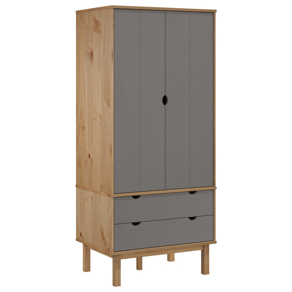 Garderobe OTTA brun og grå 76,5x53x172 cm heltre furu