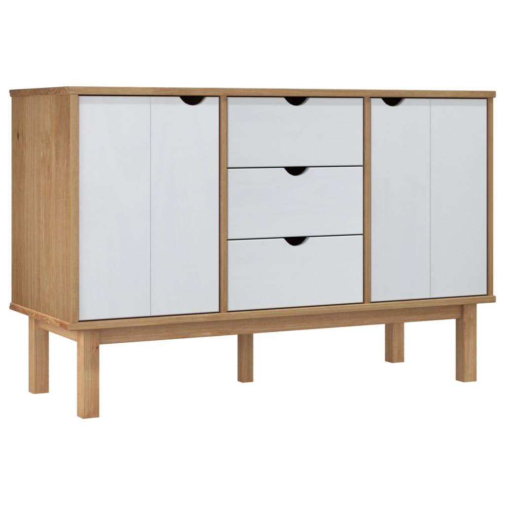 Skjenk OTTA brun og hvit 113,5x43x73 cm heltre furu