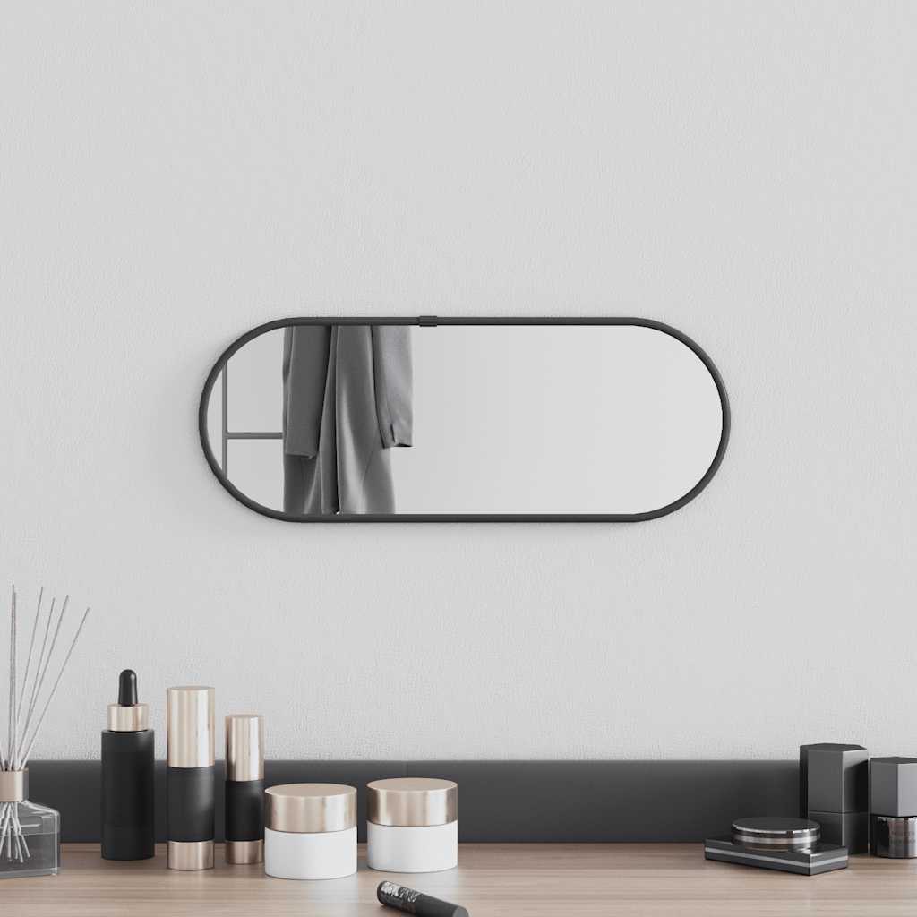 Veggspeil svart 40x15 cm oval