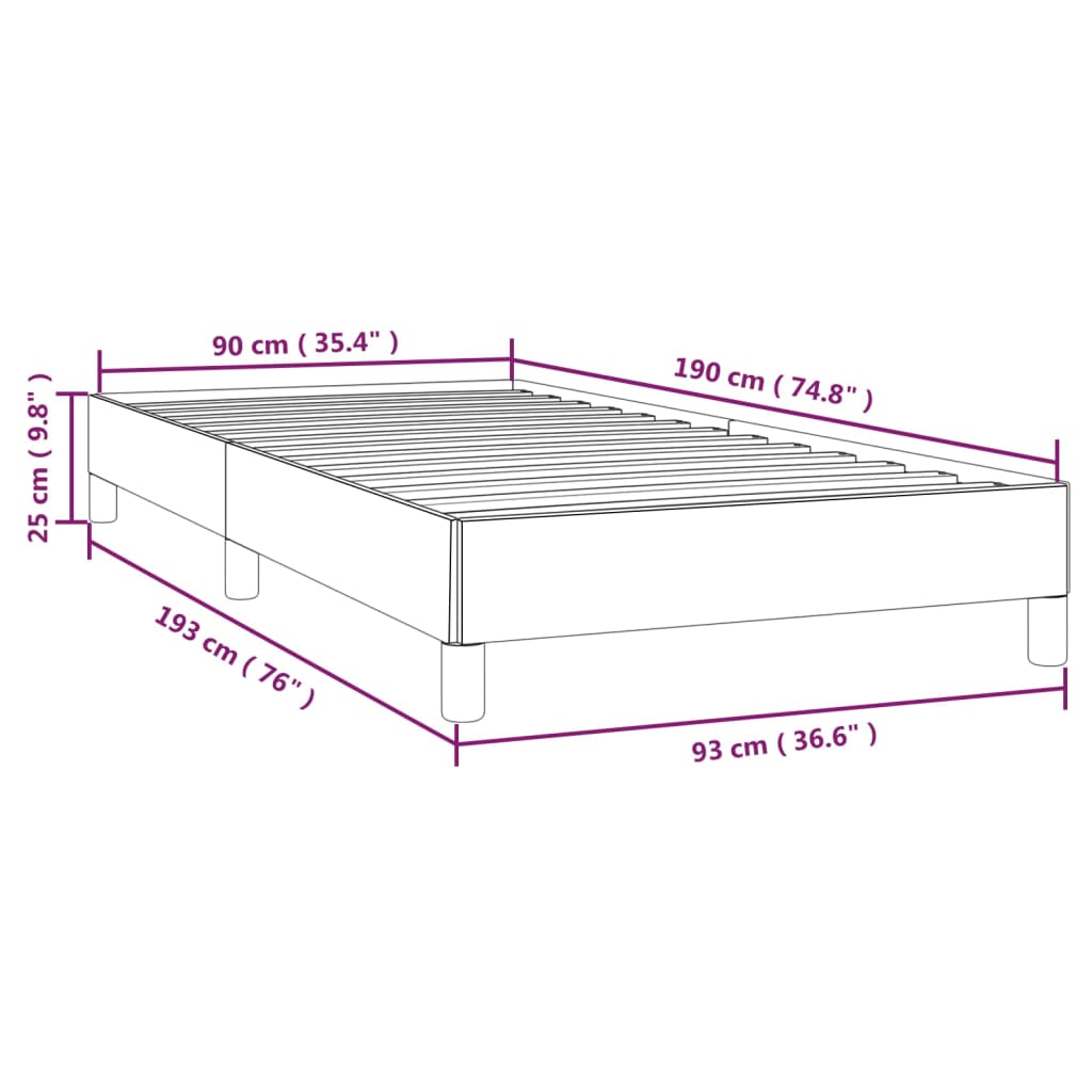 Sengeramme uten madrass svart 90x190 cm Single stoff