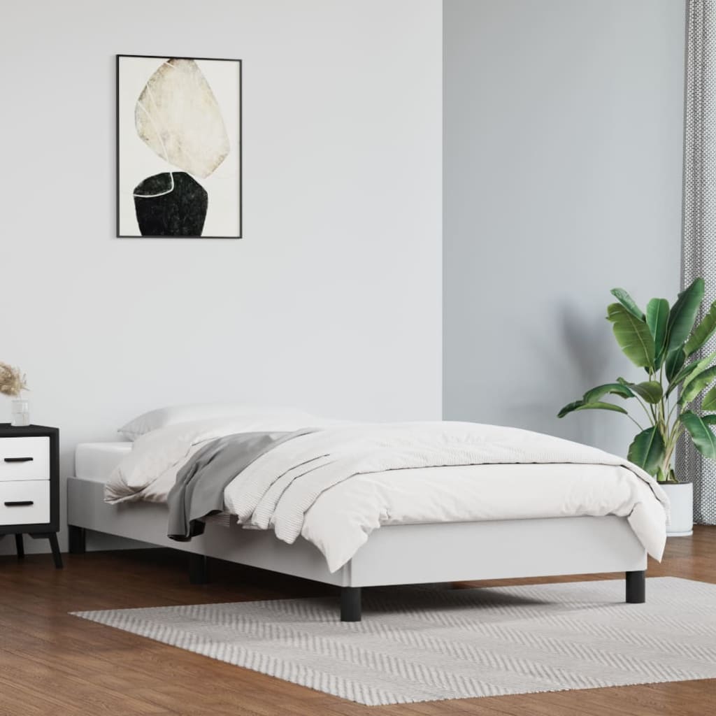 Sengeramme uten madrass hvit 90x190 cm Single kunstskinn