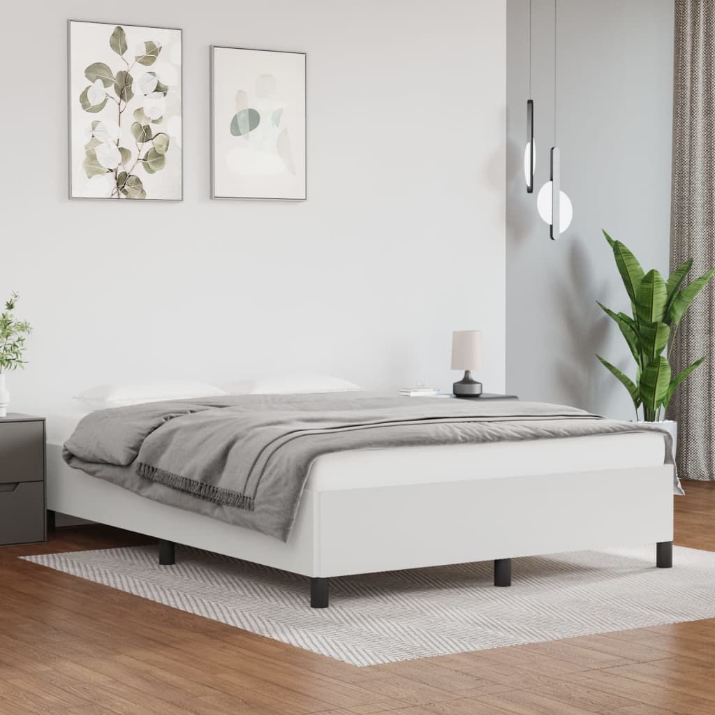 Sengeramme uten madrass hvit 135x190 cm Double kunstskinn