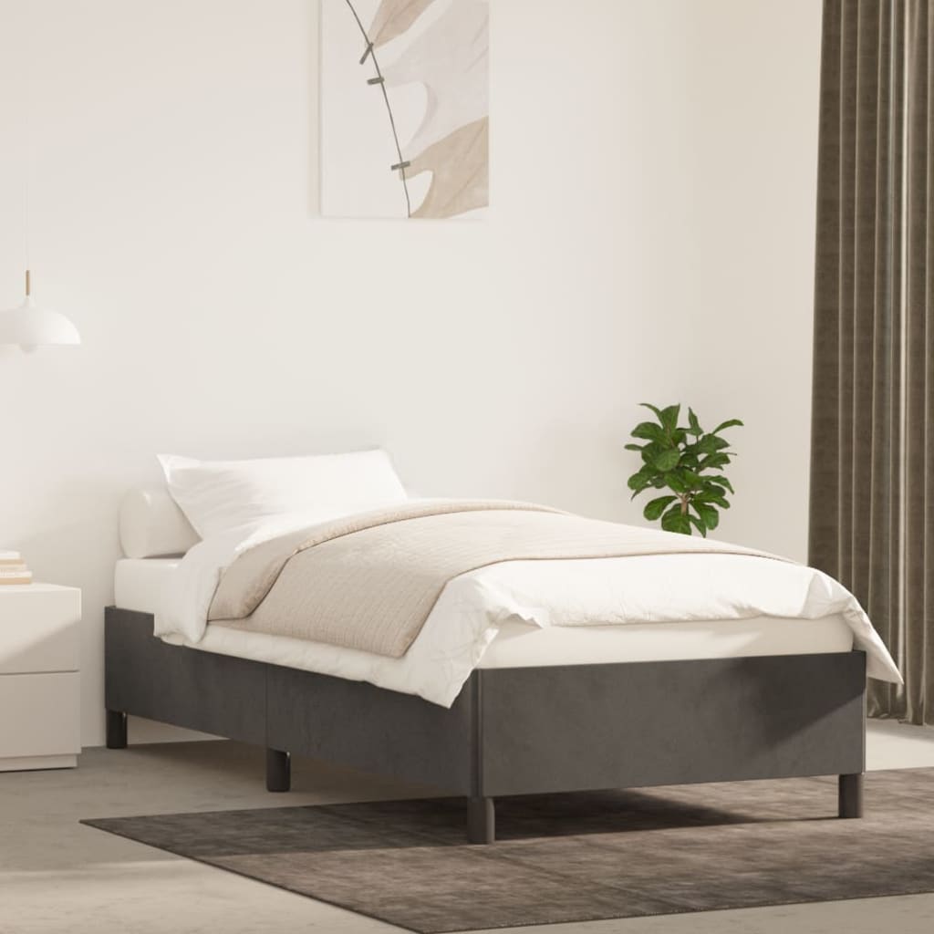 Sengeramme uten madrass mørkegrå 90x190 cm Single fløyel