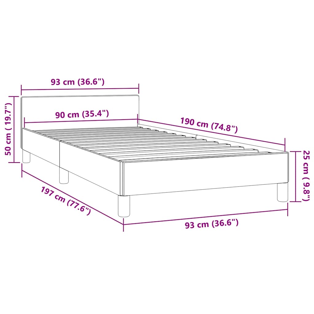 Sengeramme uten madrass svart 90x190 cm Single kunstskinn