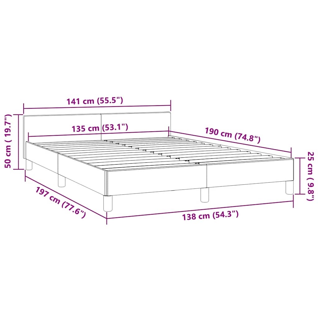 Sengeramme uten madrass svart 135x190 cm Double fløyel