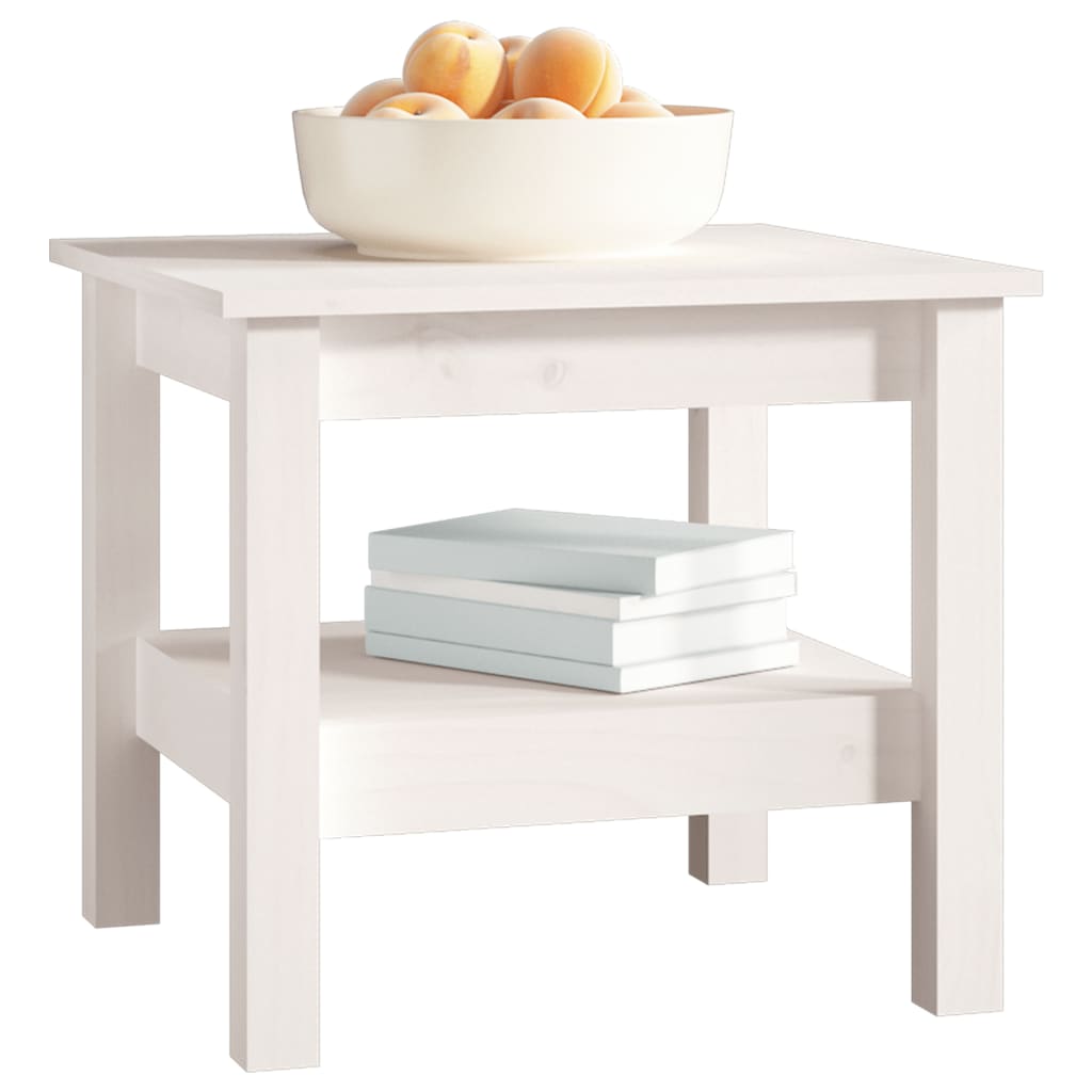 Salongbord hvit 45x45x40 cm heltre furu