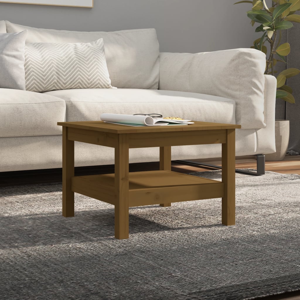 Salongbord honningbrun 55x55x40 cm heltre furu