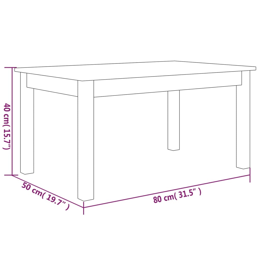 Salongbord 80x50x40 cm heltre furu