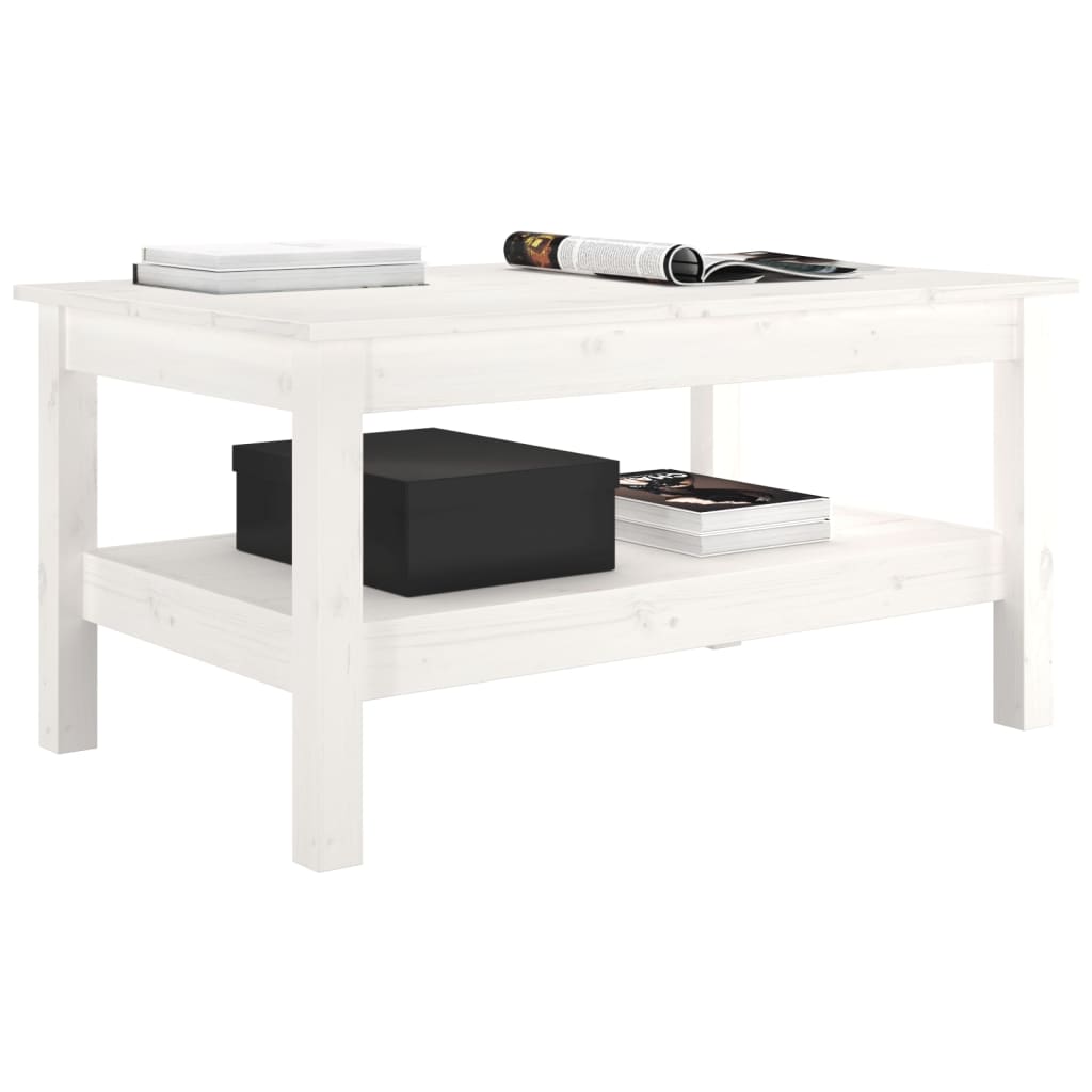 Salongbord hvit 80x50x40 cm heltre furu