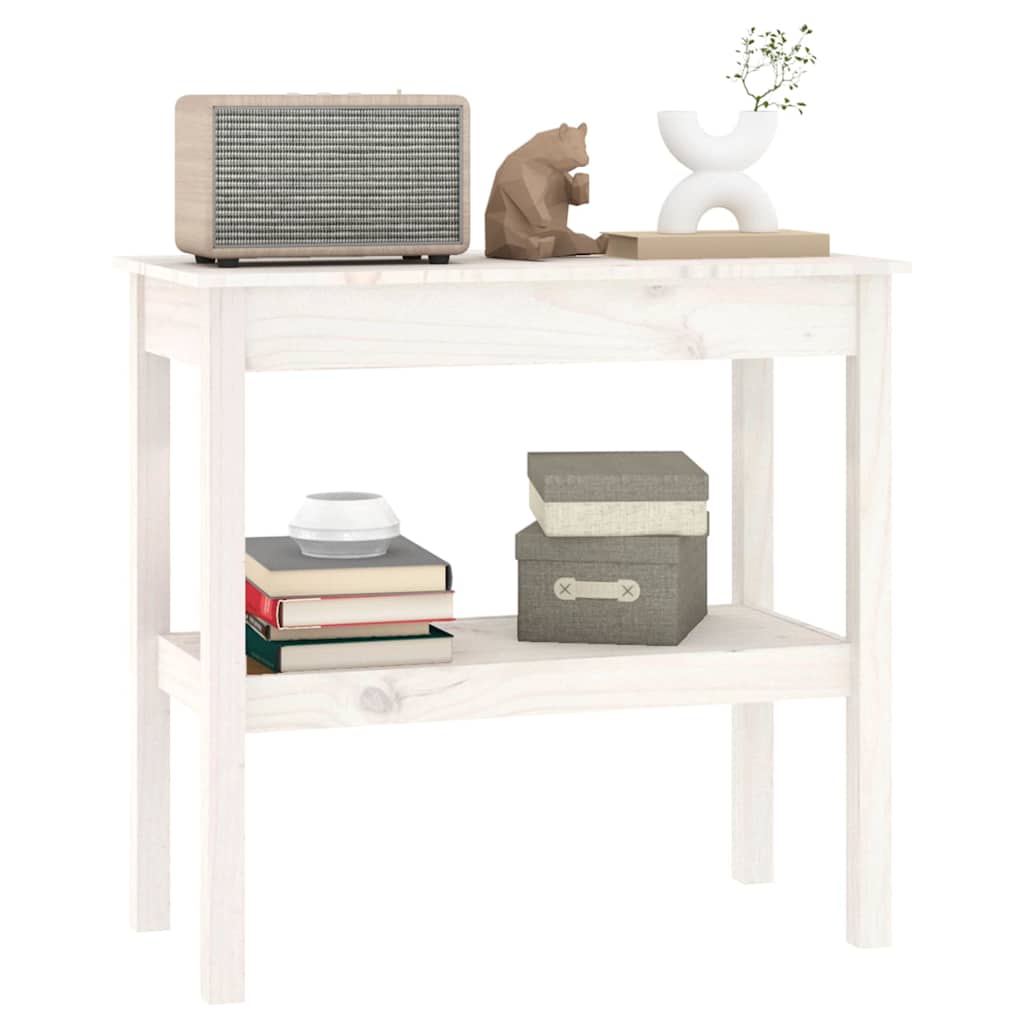 Konsollbord hvit 80x40x75 cm heltre furu