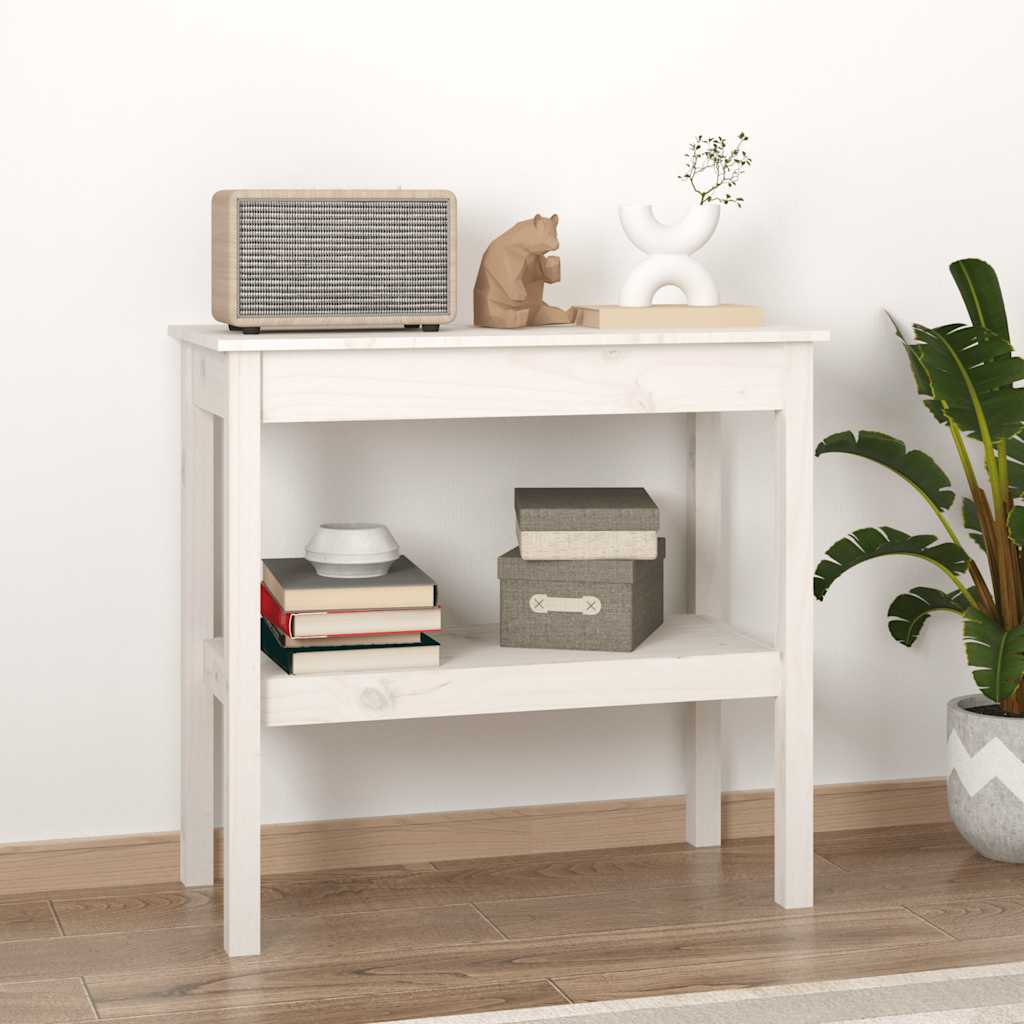 Konsollbord hvit 80x40x75 cm heltre furu