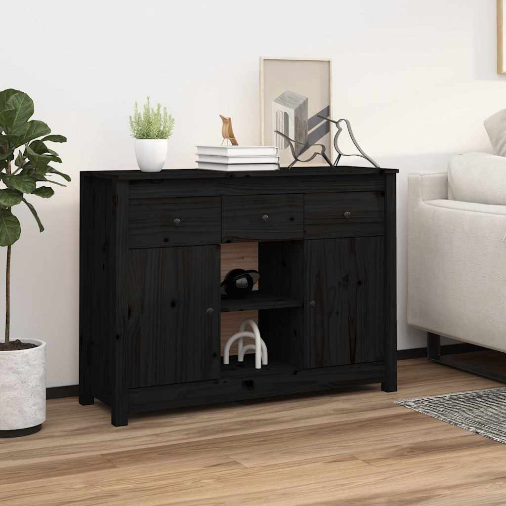 Skjenk svart 100x35x74,5 cm heltre furu