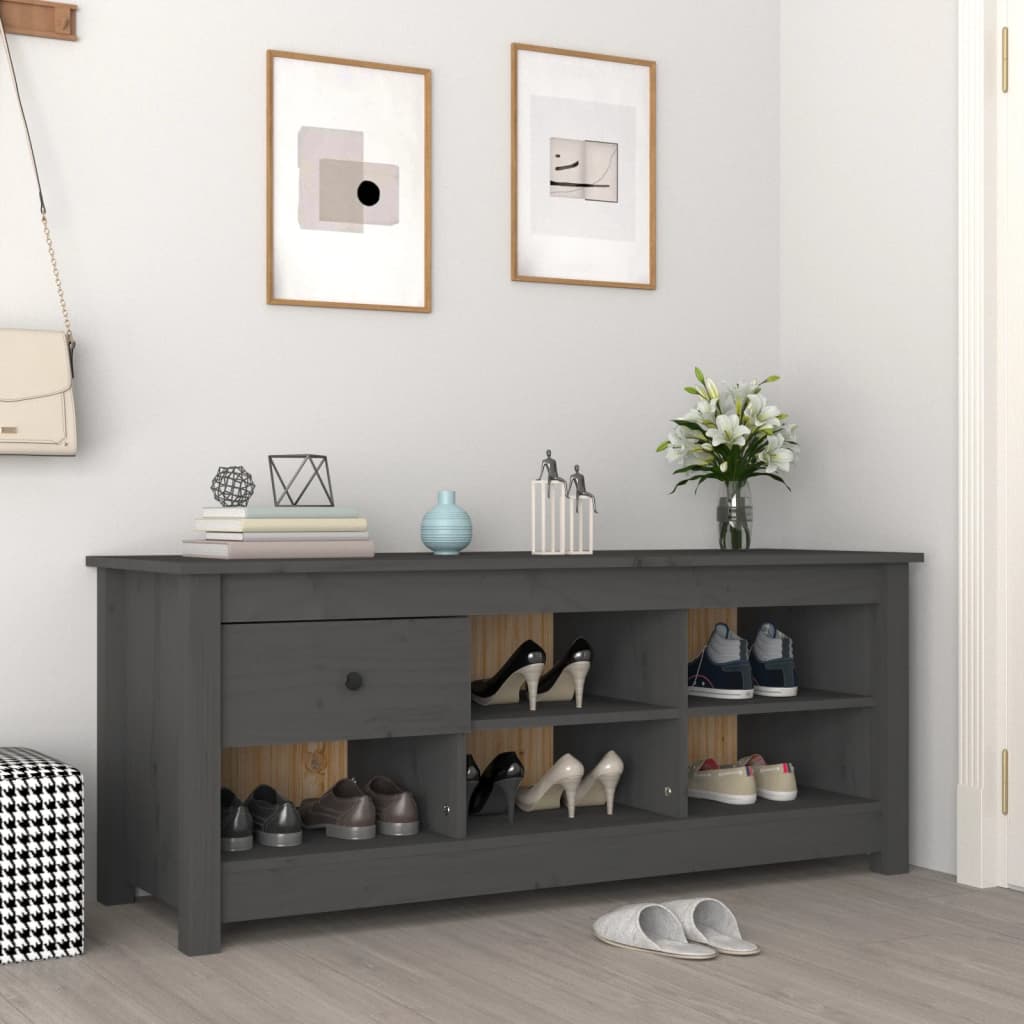 Skoskap grå 110x38x45,5 cm heltre furu