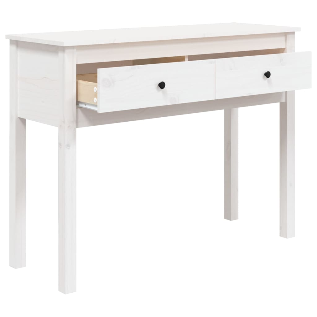 Konsollbord hvit 100x35x75 cm heltre furu