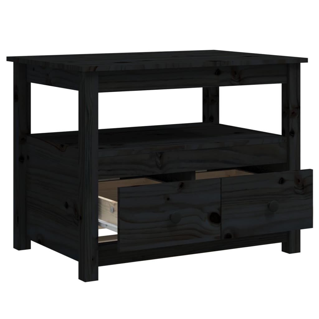 Salongbord svart 71x49x55 cm heltre furu