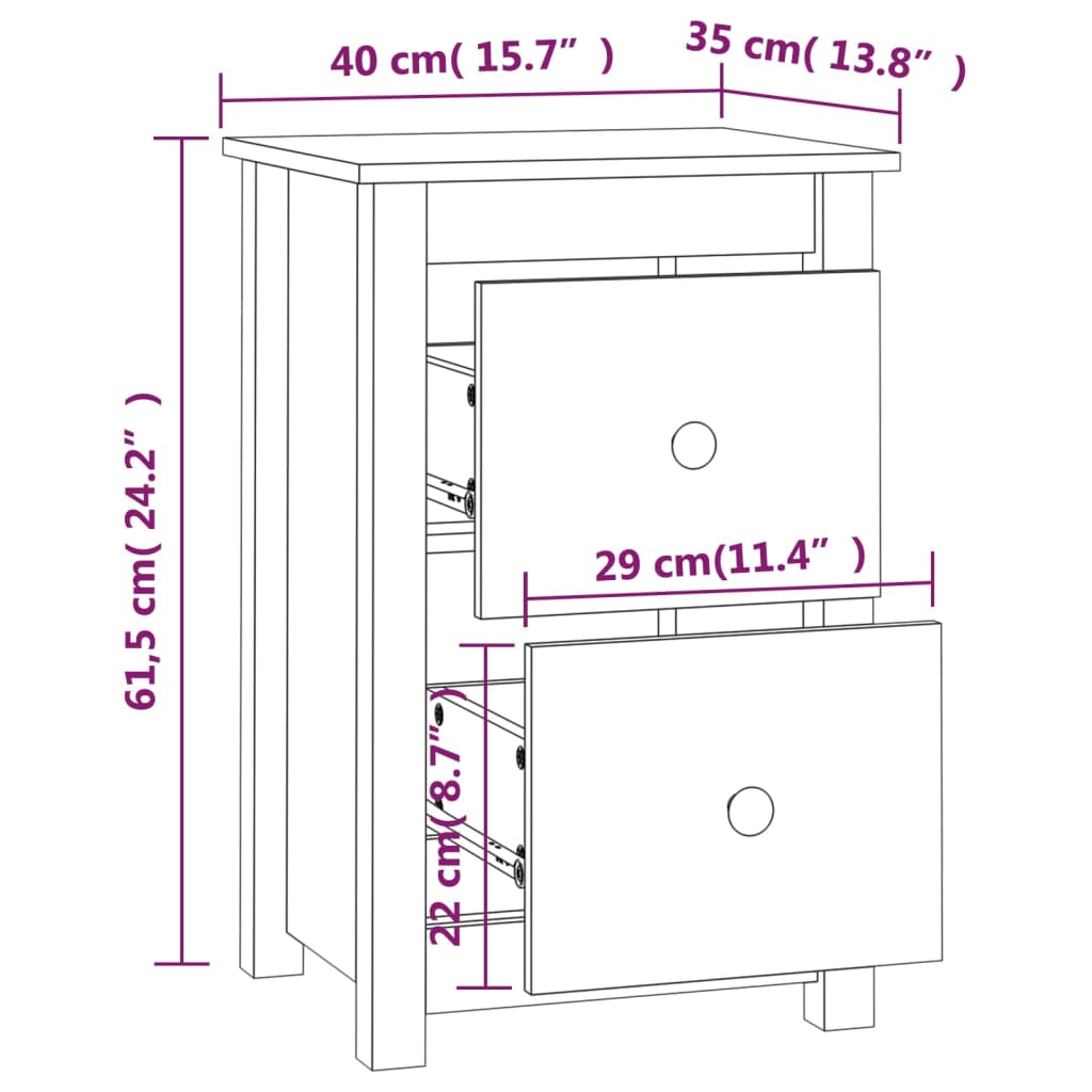Nattbord honningbrun 40x35x61,5 cm heltre furu