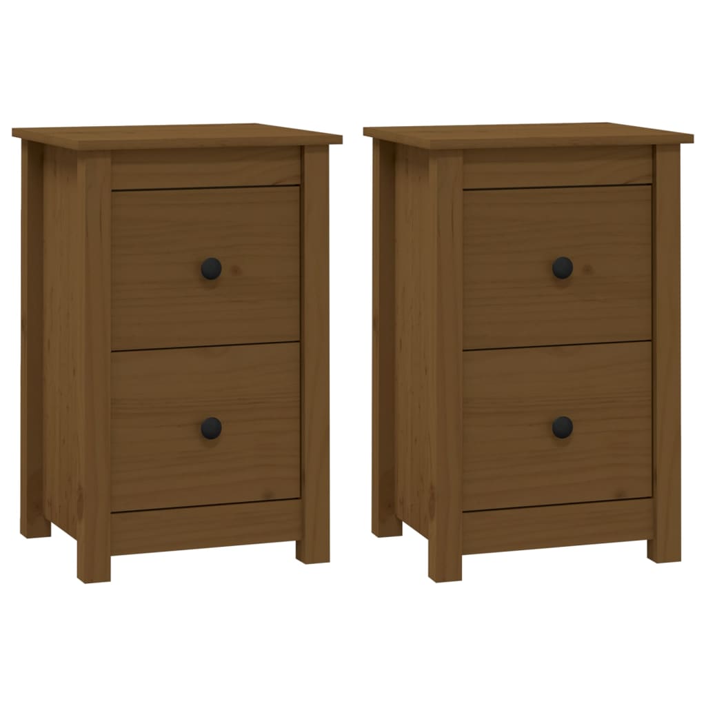 Nattbord 2 stk honningbrun 40x35x61 cm heltre furu