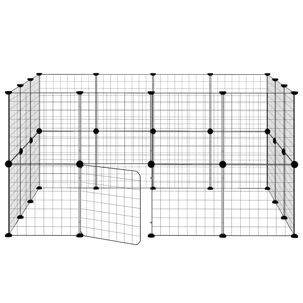 Dyrebur 28 paneler med dør svart 35x35 cm stål