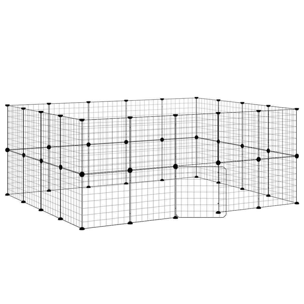 Dyrebur 36 paneler med dør svart 35x35 cm stål
