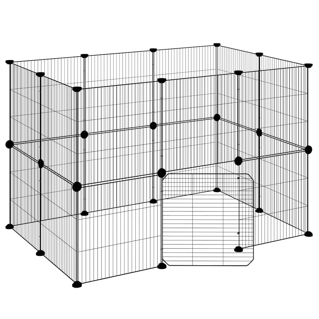 Dyrebur 20 paneler med dør svart 35x35 cm stål