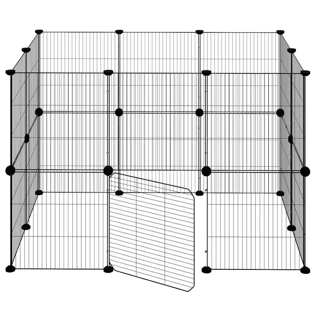 Dyrebur 20 paneler med dør svart 35x35 cm stål