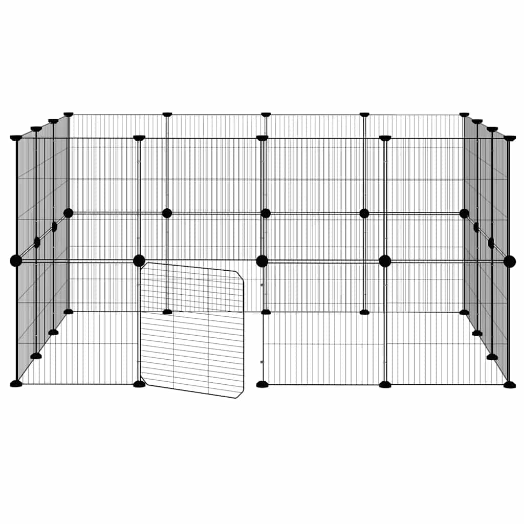 Dyrebur 28 paneler med dør svart 35x35 cm stål