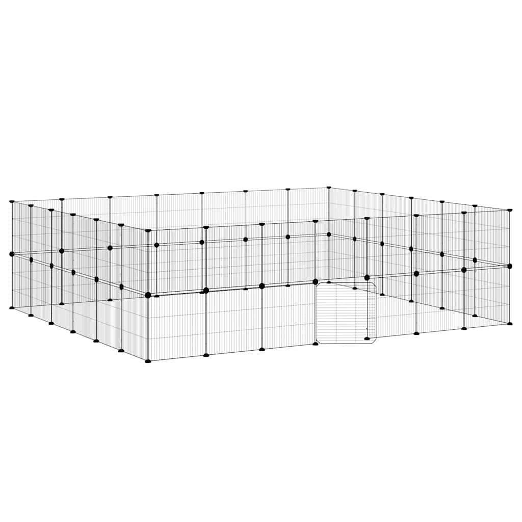 Dyrebur 52 paneler med dør svart 35x35 cm stål