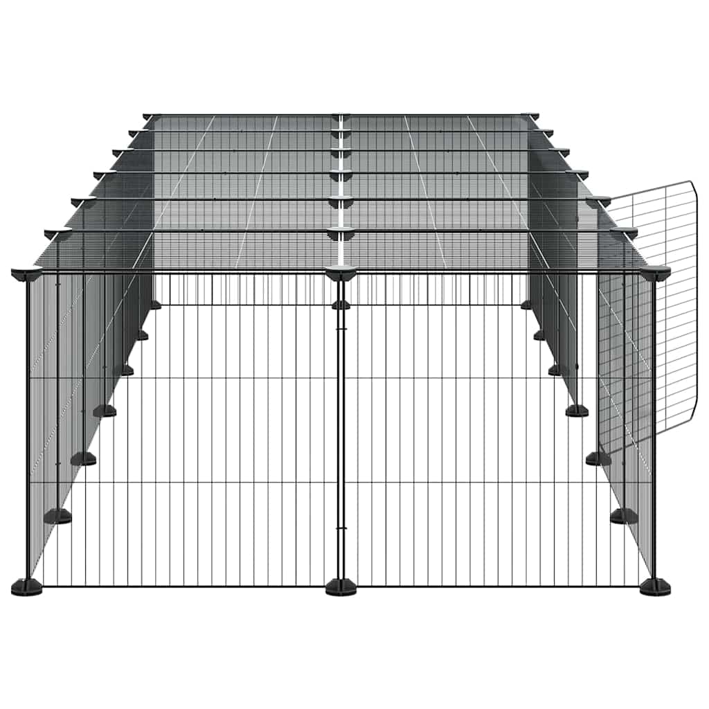 Dyrebur 28 paneler med dør svart 35x35 cm stål