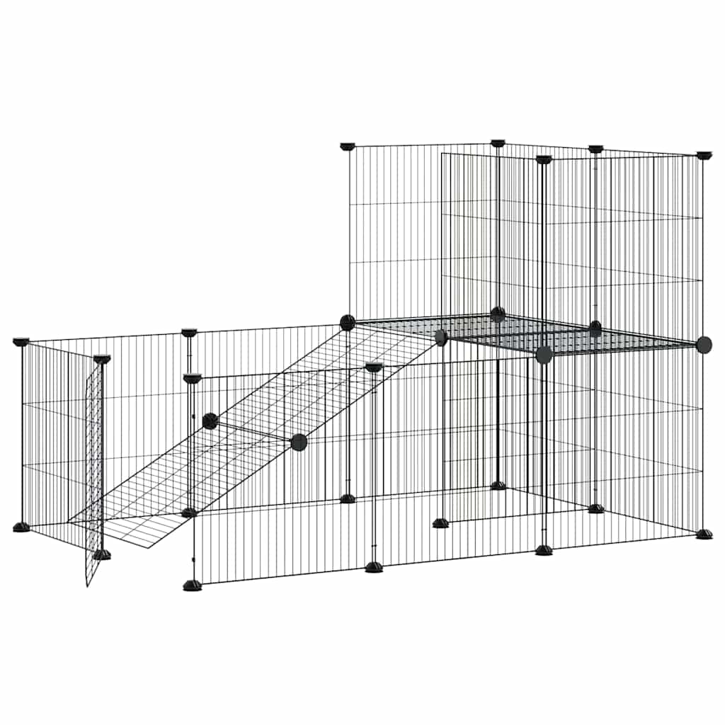 Dyrebur 20 paneler med dør svart 35x35 cm stål