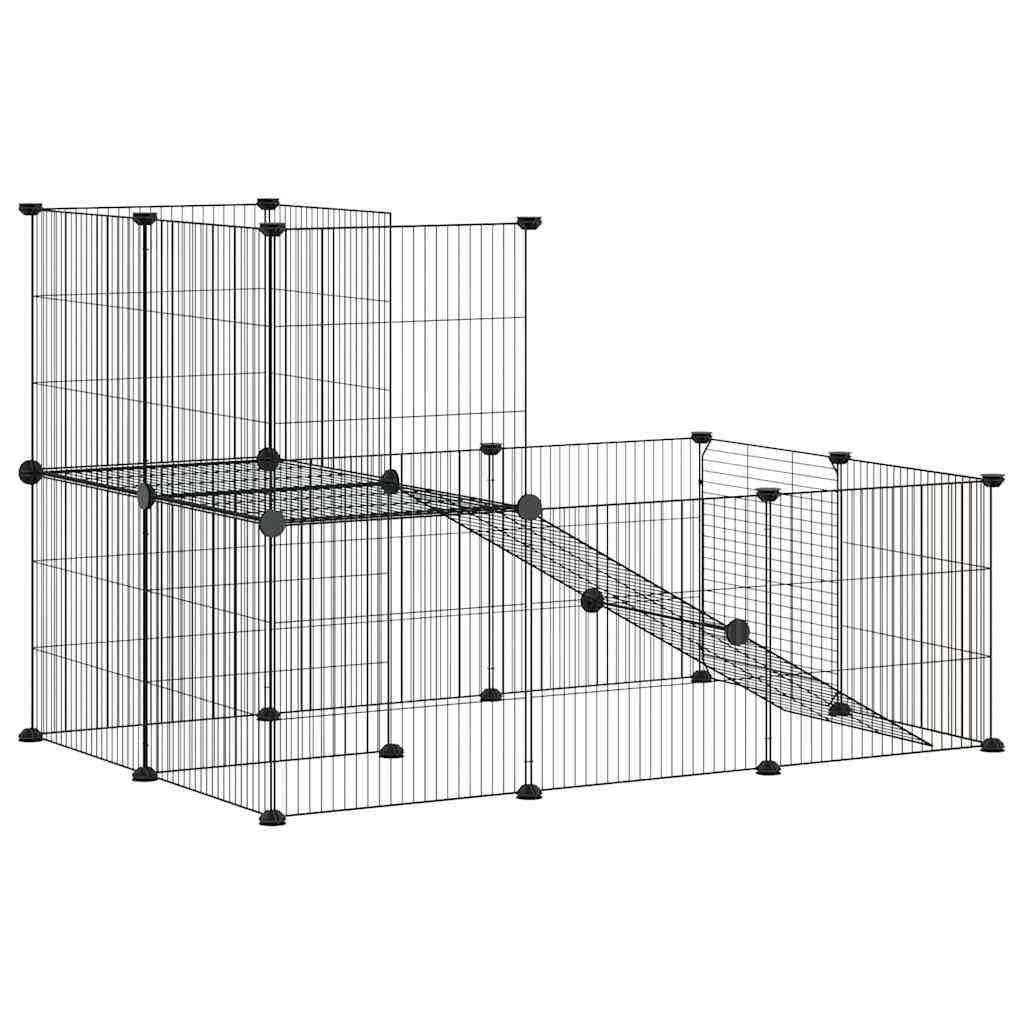 Dyrebur 20 paneler med dør svart 35x35 cm stål