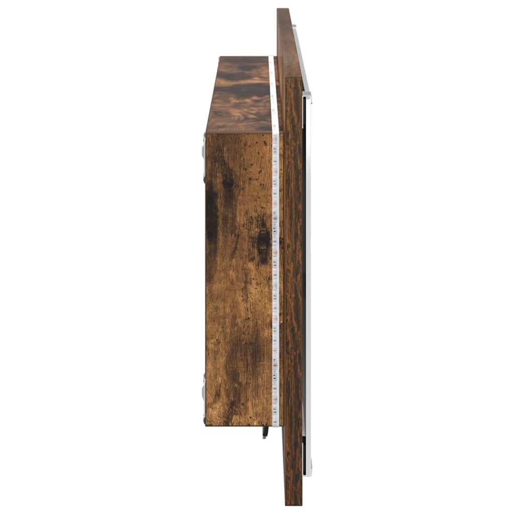 Speil Veggmontert Røkt eik 90 x 8,5 x 37 cm Konstruert tre