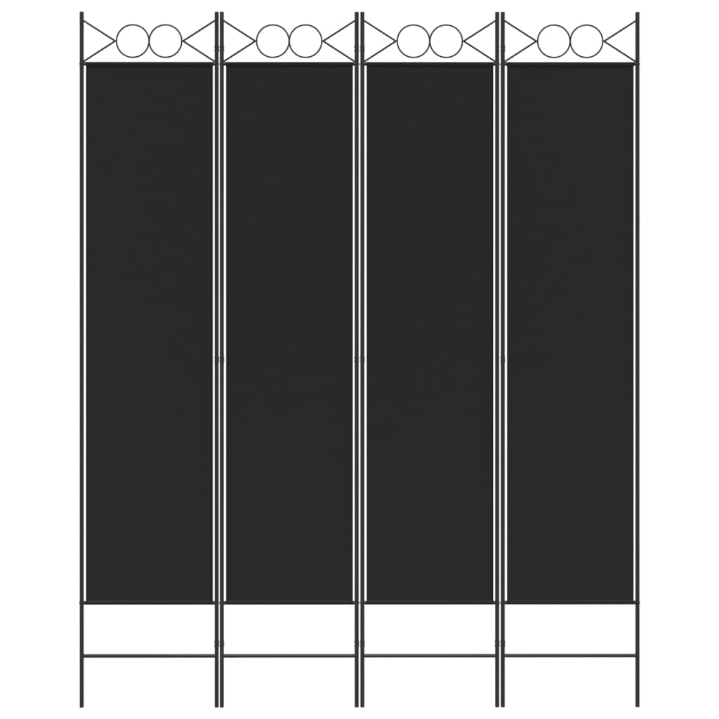 Romdeler 4 paneler svart 160x200 cm stoff