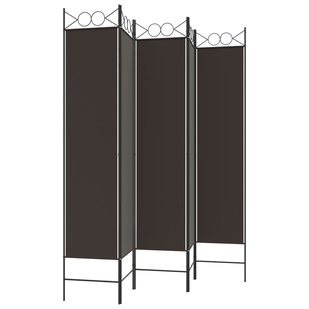Romdeler med 5 paneler brun 200x200 cm stoff