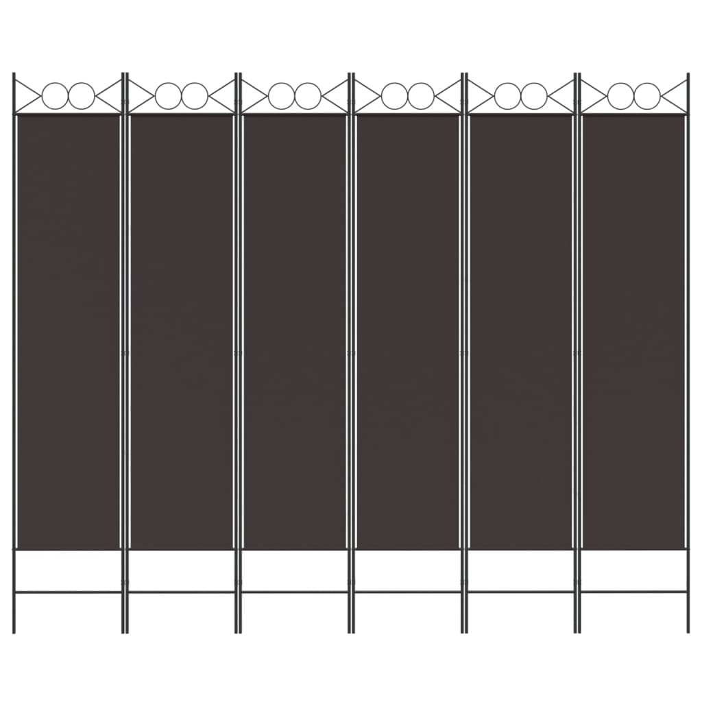 Romdeler 6 paneler brun 240x200 cm stoff