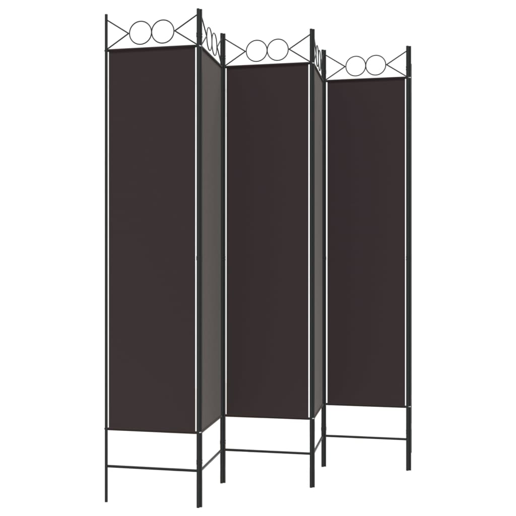 Romdeler 6 paneler brun 240x200 cm stoff