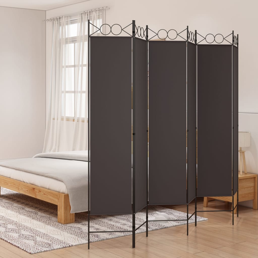 Romdeler 6 paneler brun 240x200 cm stoff
