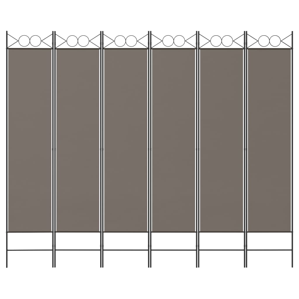 Romdeler med 6 paneler antrasitt 240x200 cm stoff